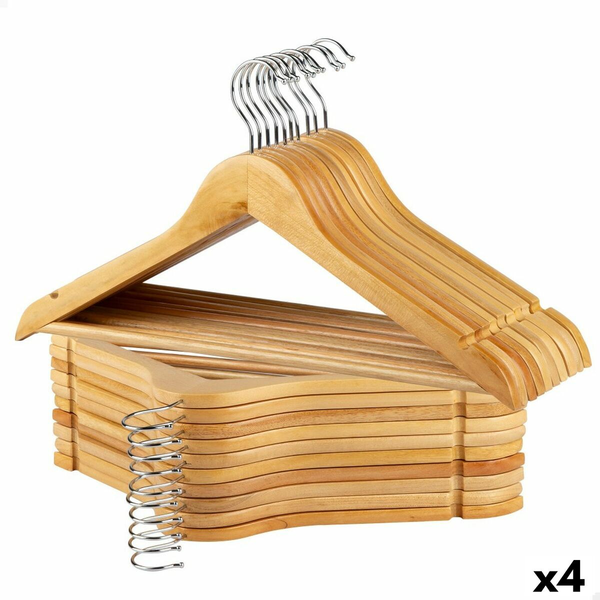 Conjunto de Cabides Max Home Natural Madeira Aço 44,5 x 23 x 1 cm 20 Peças (4 Unidades)