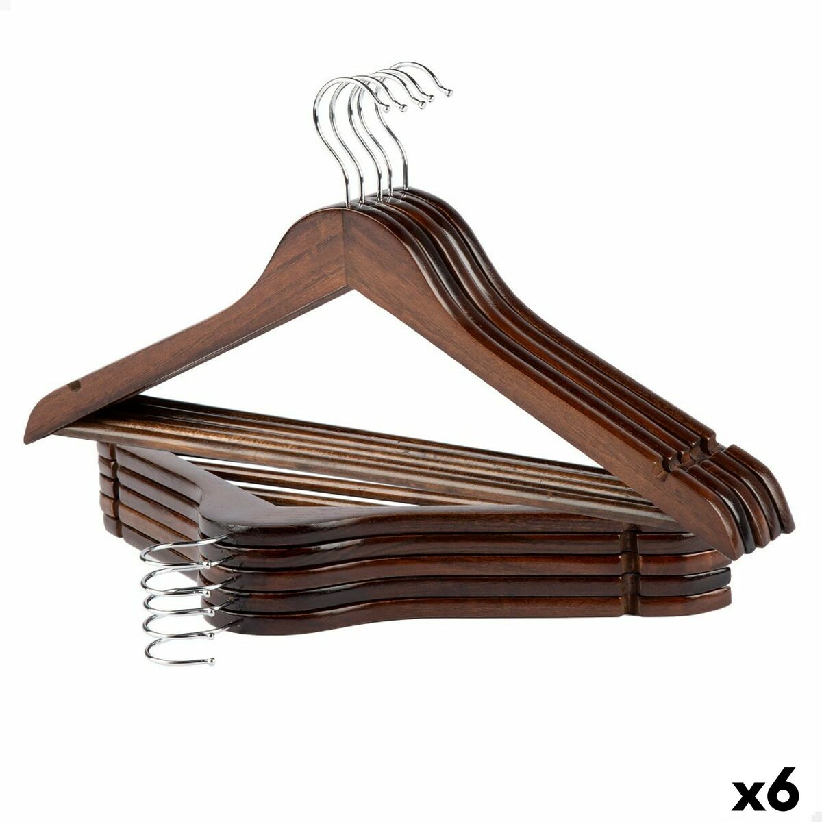 Conjunto de Cabides Max Home Castanho Madeira Aço 44,5 x 23 x 1 cm 10 Peças (6 Unidades)