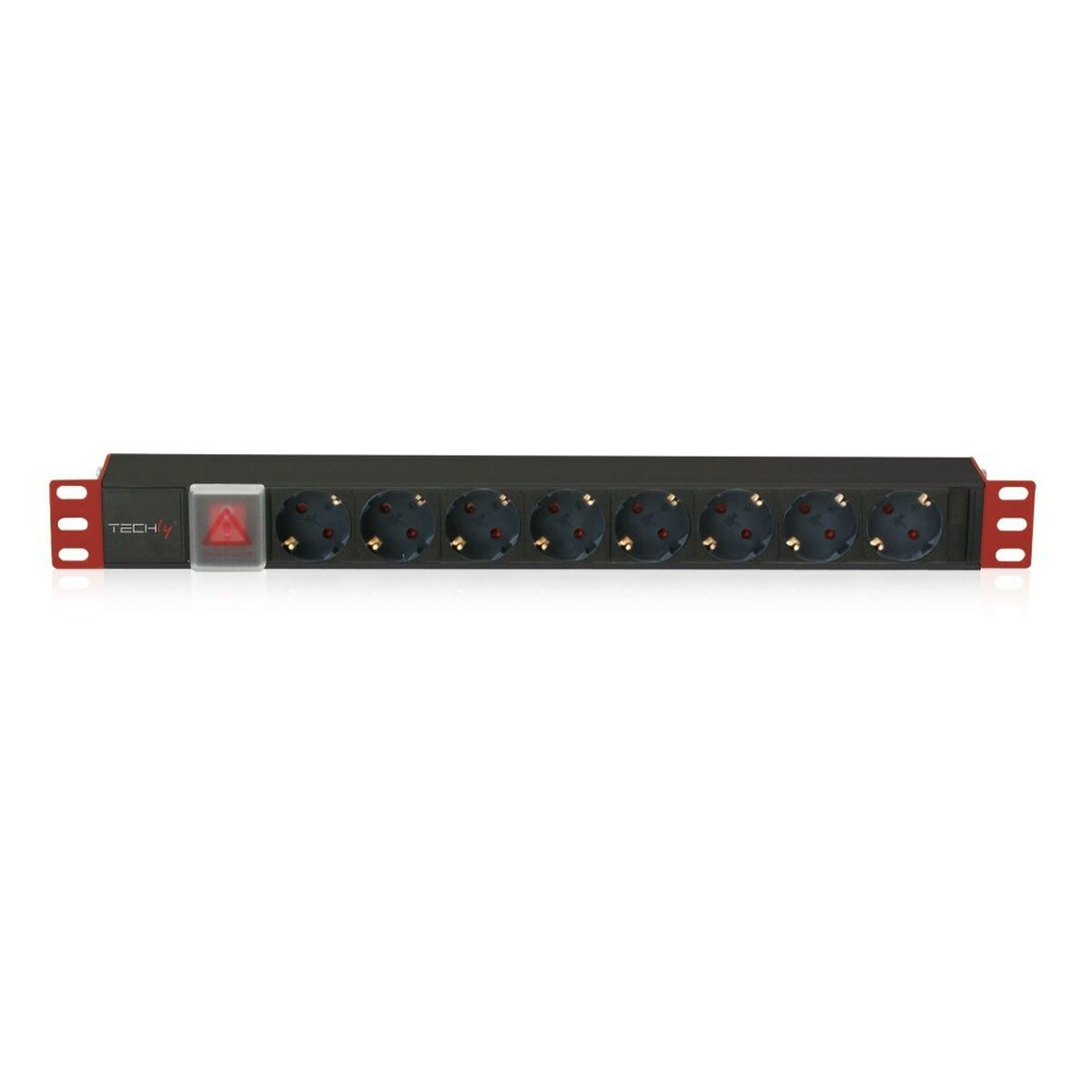 Extensor 19" 8 Tomas Schuko com interruptor Techly I-CASE STRIP-81UD Preto Vermelho 3500 W (3 m)