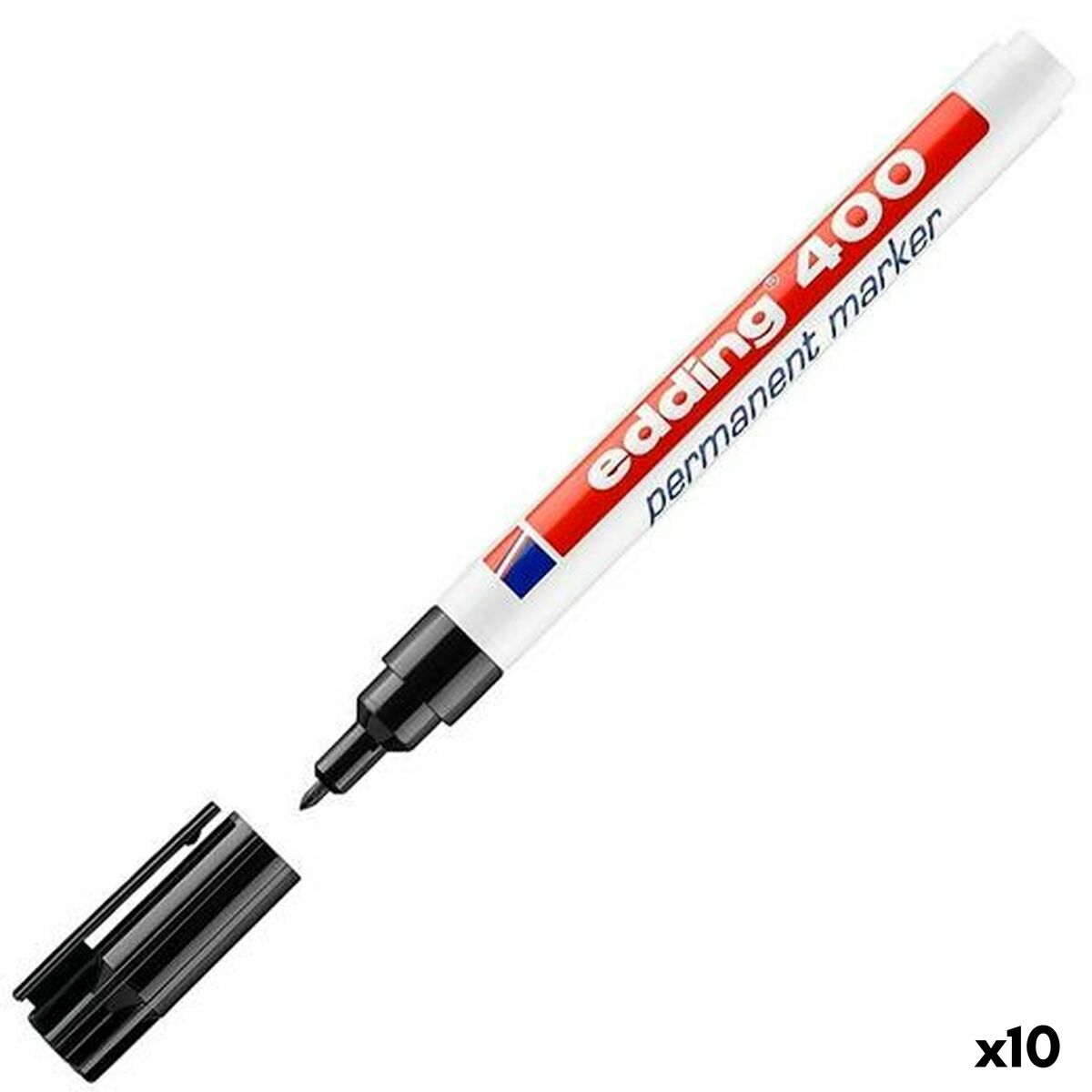 Rotulador permanente Edding 400-01 Preto 1 mm (10 Unidades)