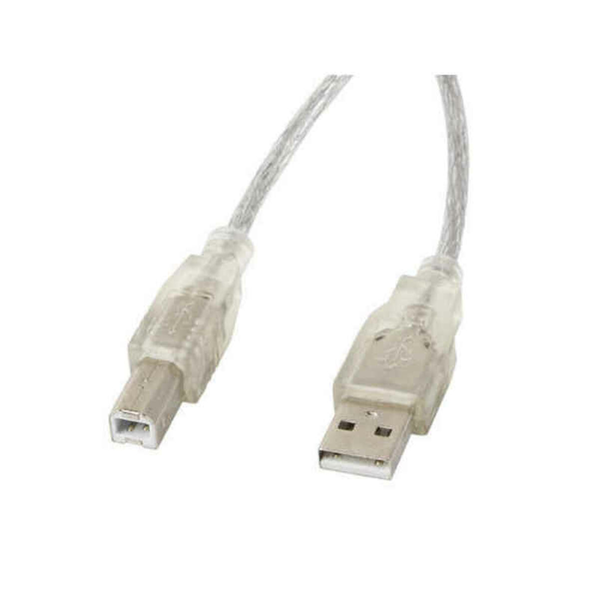 Cabo USB A para USB B Lanberg CA-USBA-12CC-0030-TR 3 m Transparente Claro Impressora (1 Unidade) (3 m)