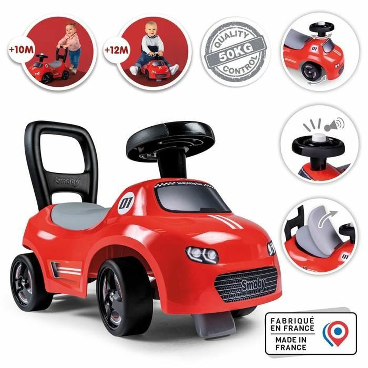 Andarilho Smoby Preto Vermelho 2 em 1