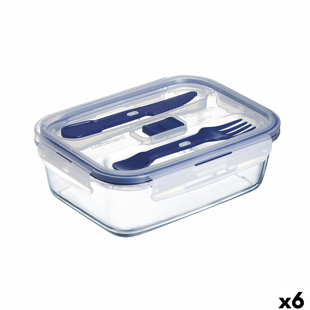 Lancheira Hermética Luminarc Pure Box Active Duas cores Vidro 1,22 L 16 cm (6 Unidades)