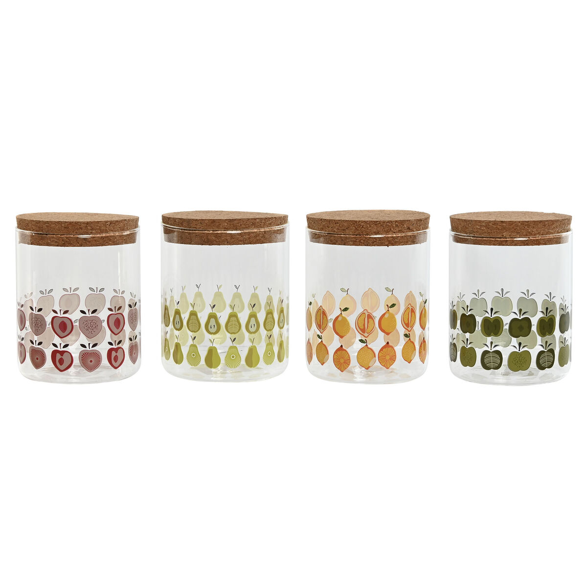 Bote Home ESPRIT Amarelo Verde Natural Cortiça Silicone Vidro de Borosilicato Shabby Chic 700 ml (4 Unidades)