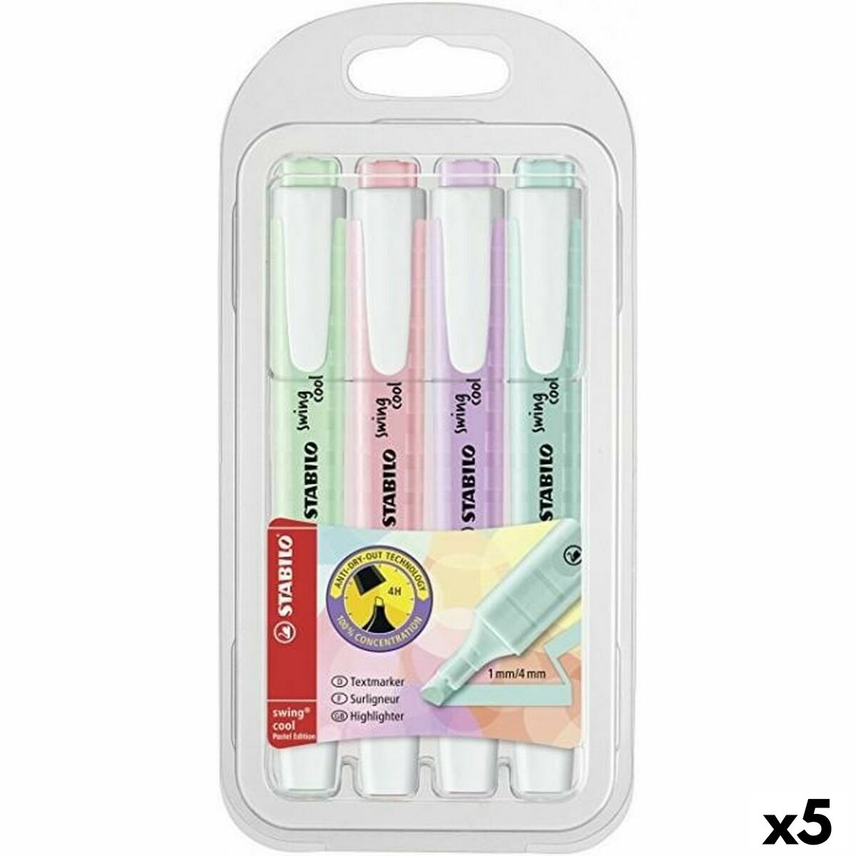 Marcador Fuorescente Stabilo Swing Cool Pastel Multicolor (5 Unidades)