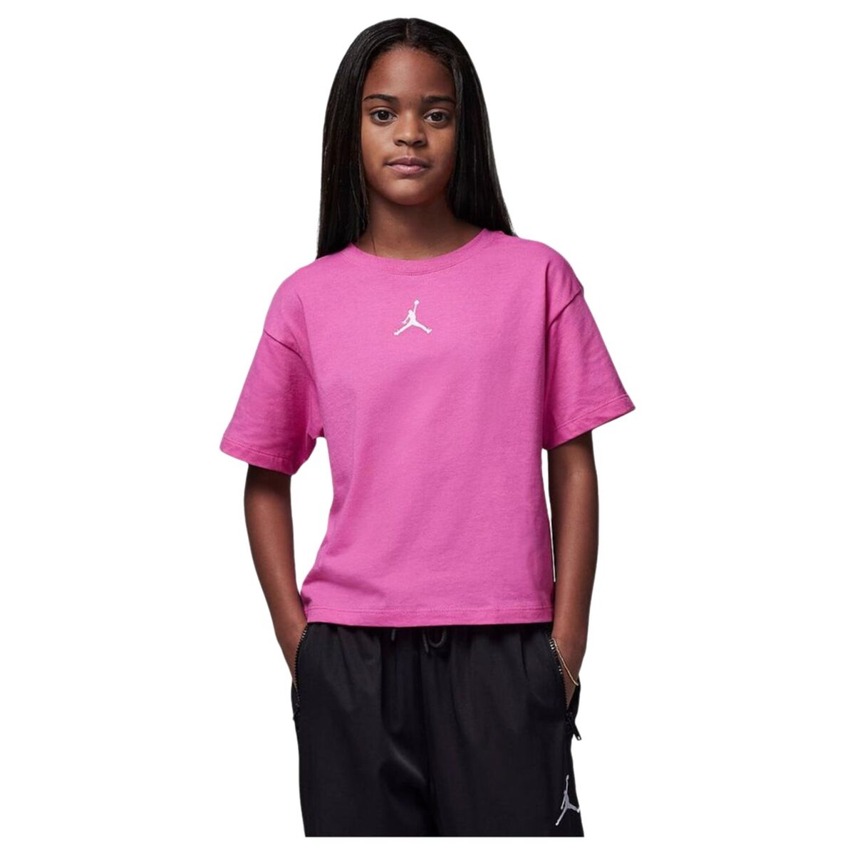 Camisola de Manga Curta Infantil Nike JDG JORDAN ESSENTIALS 45A770 P5D Cor de Rosa