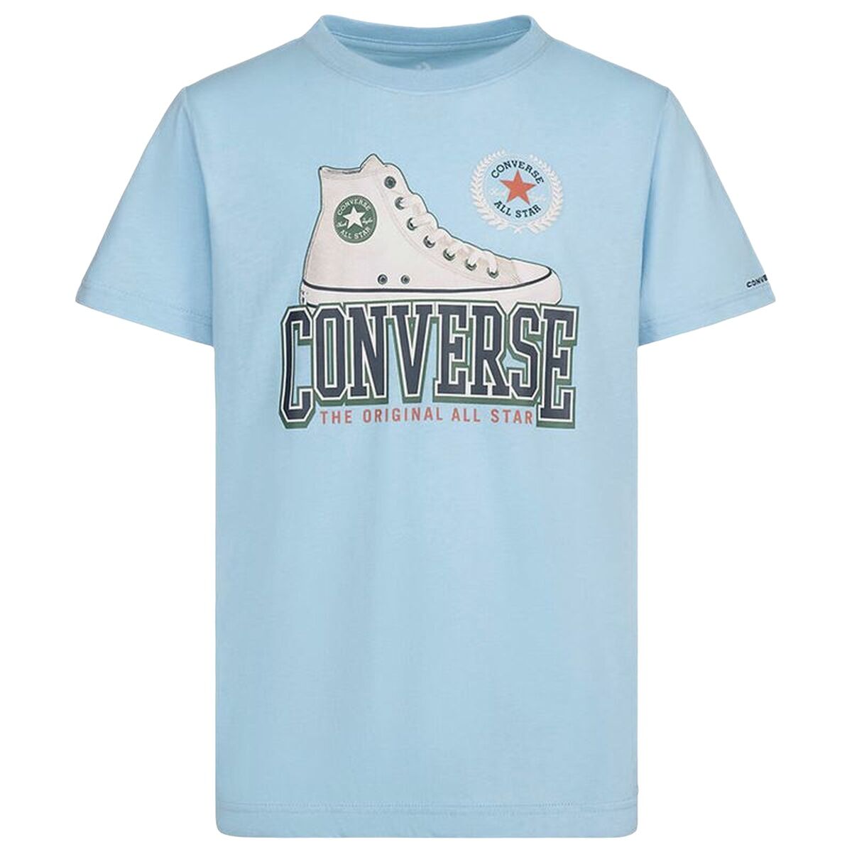 Camisola de Manga Curta Infantil Converse Script Sneaker Gfx Azul celeste