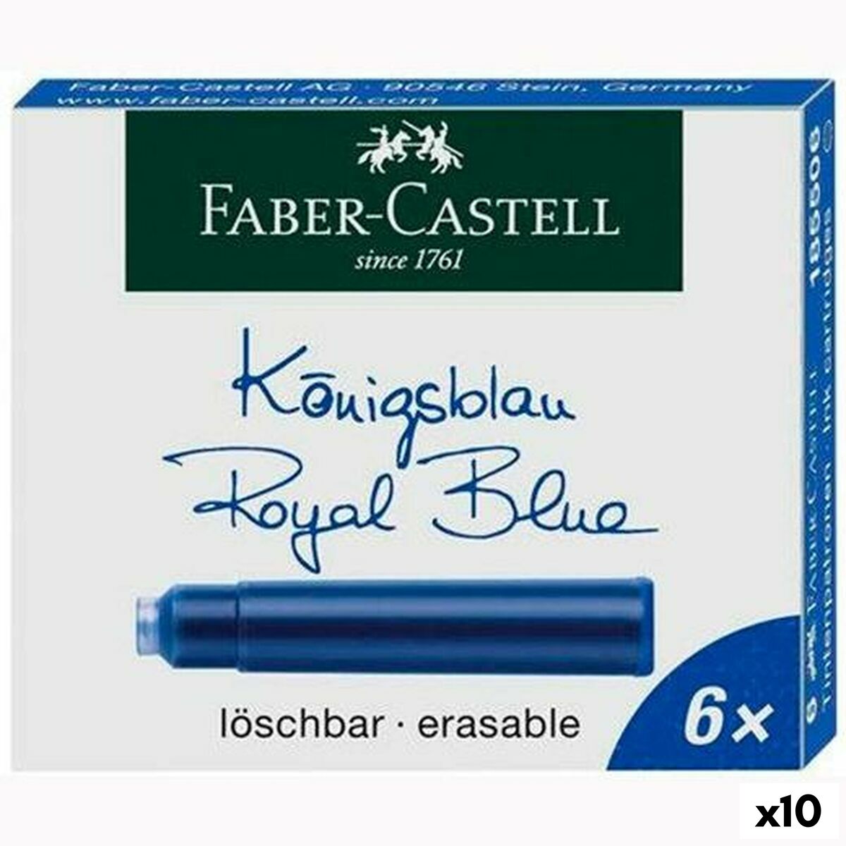 Caneta sobresselente Faber-Castell 185506 Azul escuro Cartucho Caneta Pena de Caligrafia (10 Unidades)