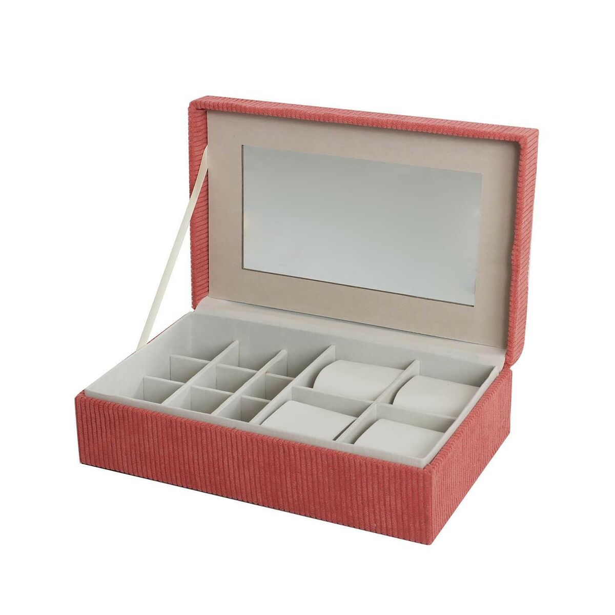 Guarda-Joias Versa Vermelho Poliéster Cartão Espelho 16 x 7,8 x 25 cm