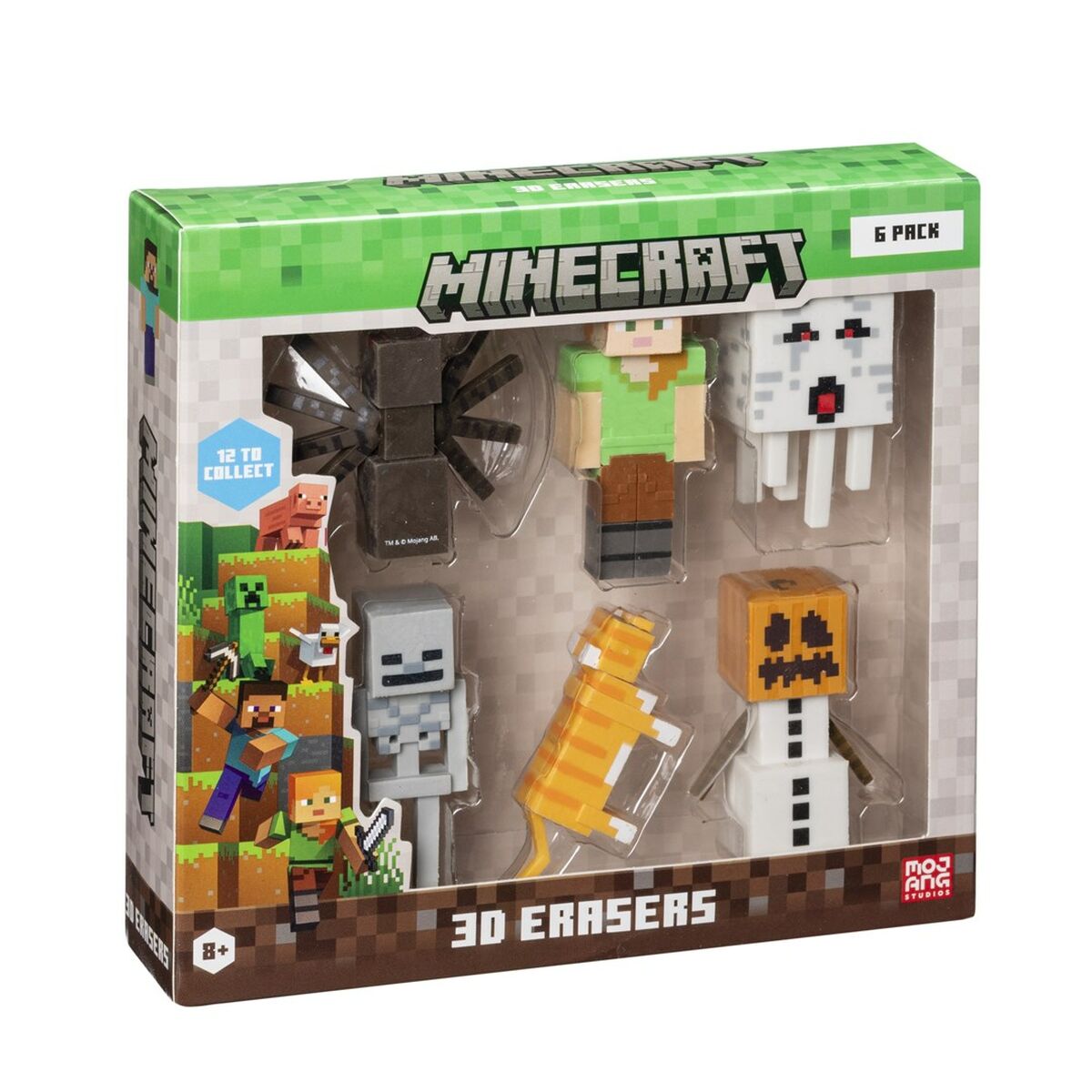 Conjunto de borrachas 3D Minecraft MC4060B 6 Peças