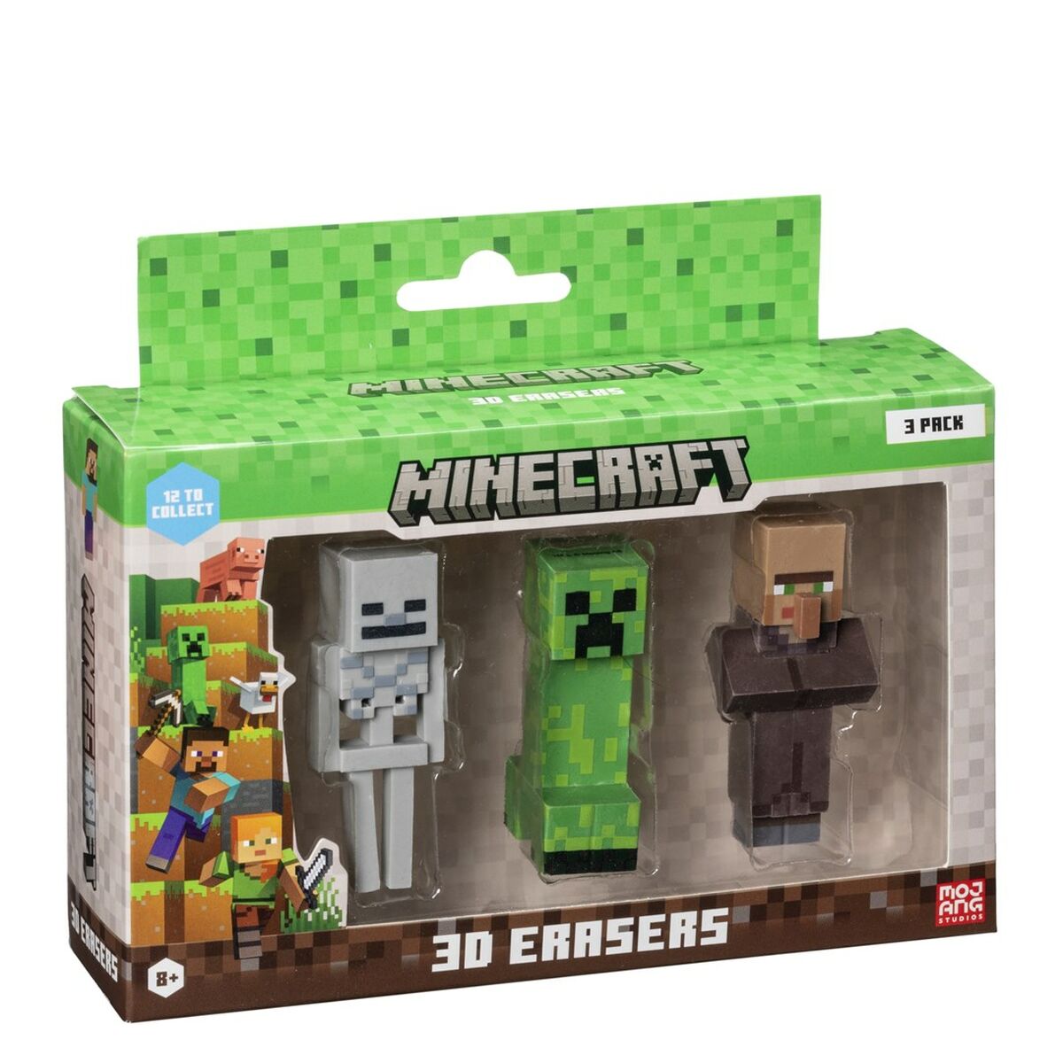 Conjunto de borrachas 3D Minecraft MC4021D 3 Peças