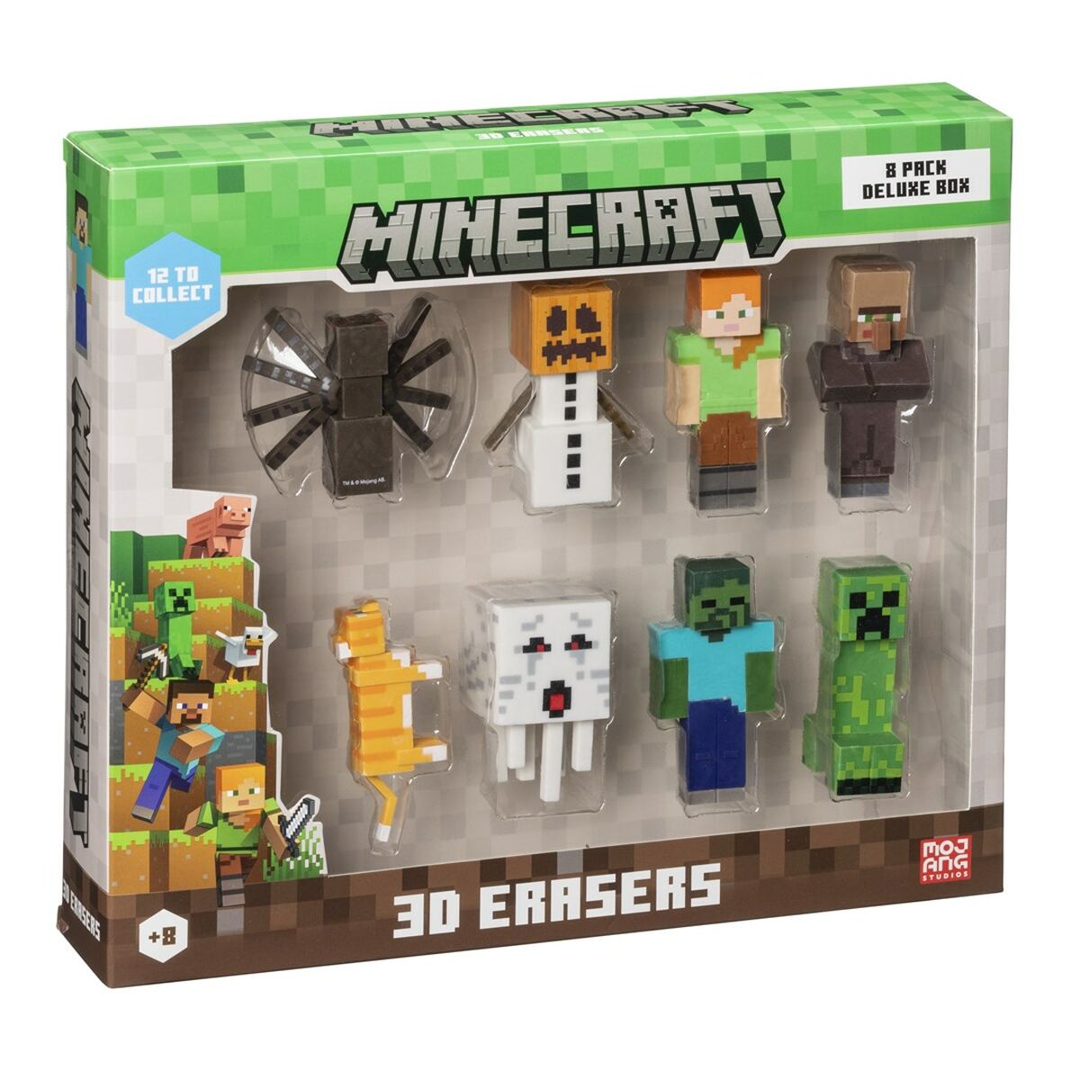 Conjunto de borrachas 3D Minecraft MC4070B 8 Peças