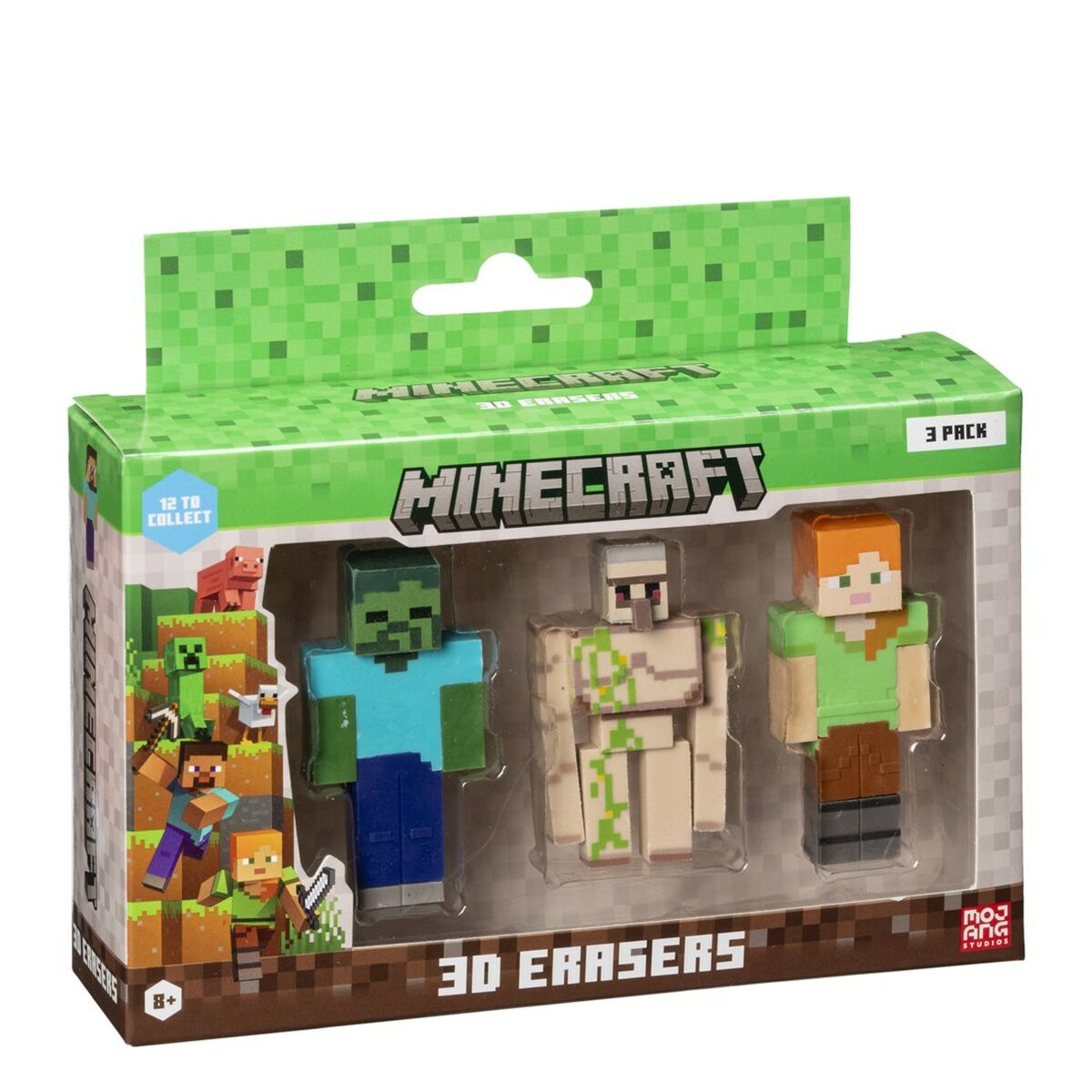 Conjunto de borrachas 3D Minecraft MC4021C 3 Peças