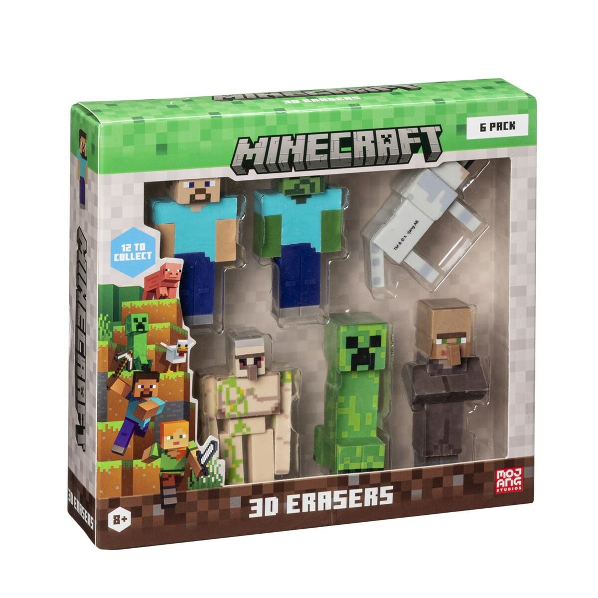 Conjunto de borrachas 3D Minecraft MC4060A 6 Peças