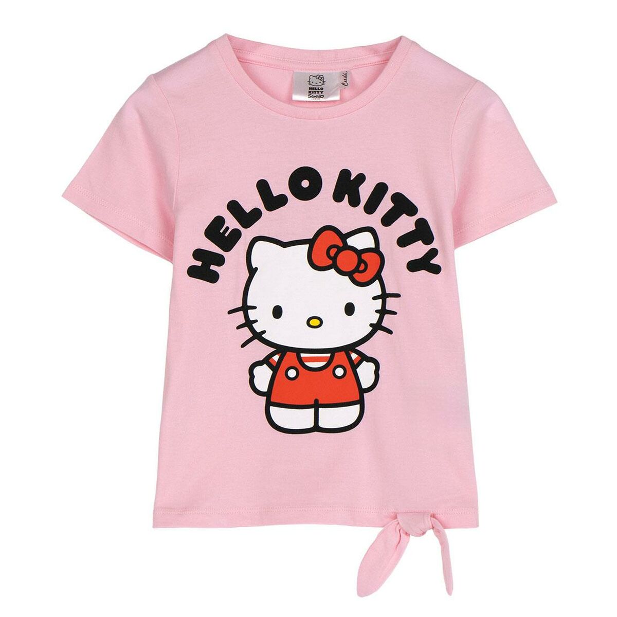 Camisola de Manga Curta Infantil Hello Kitty Rosa Claro