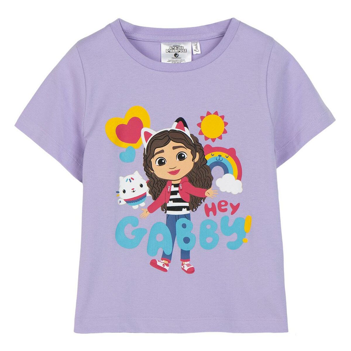 Camisola de Manga Curta Infantil Gabby's Dollhouse Branco