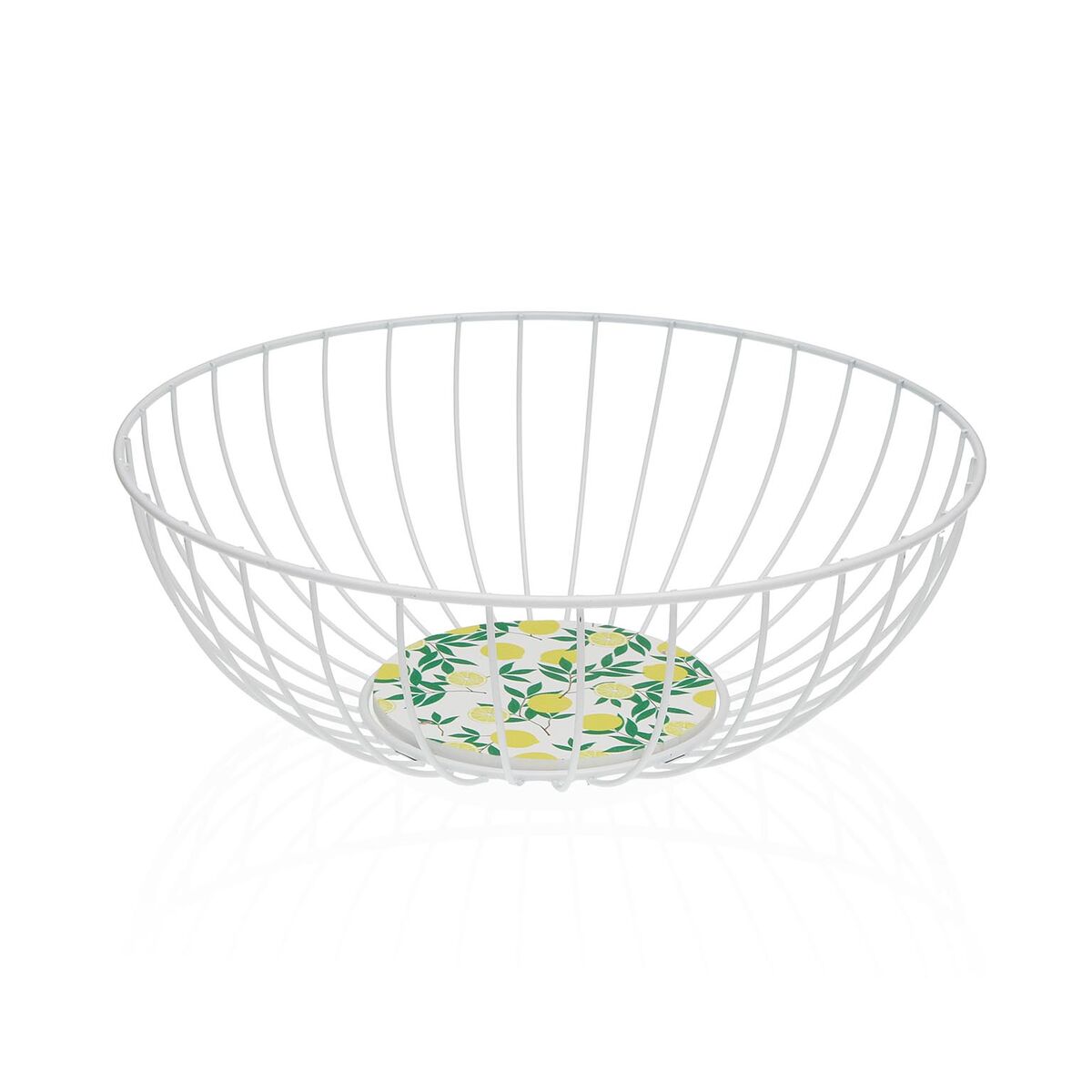 Cesta Multiusos Versa Branco Metal Aço Madeira MDF 28 x 11 x 28 cm