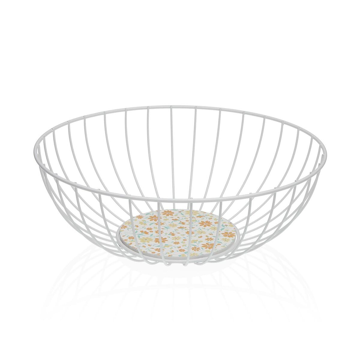 Cesta Multiusos Versa Branco Metal Aço Madeira MDF 28 x 11 x 28 cm