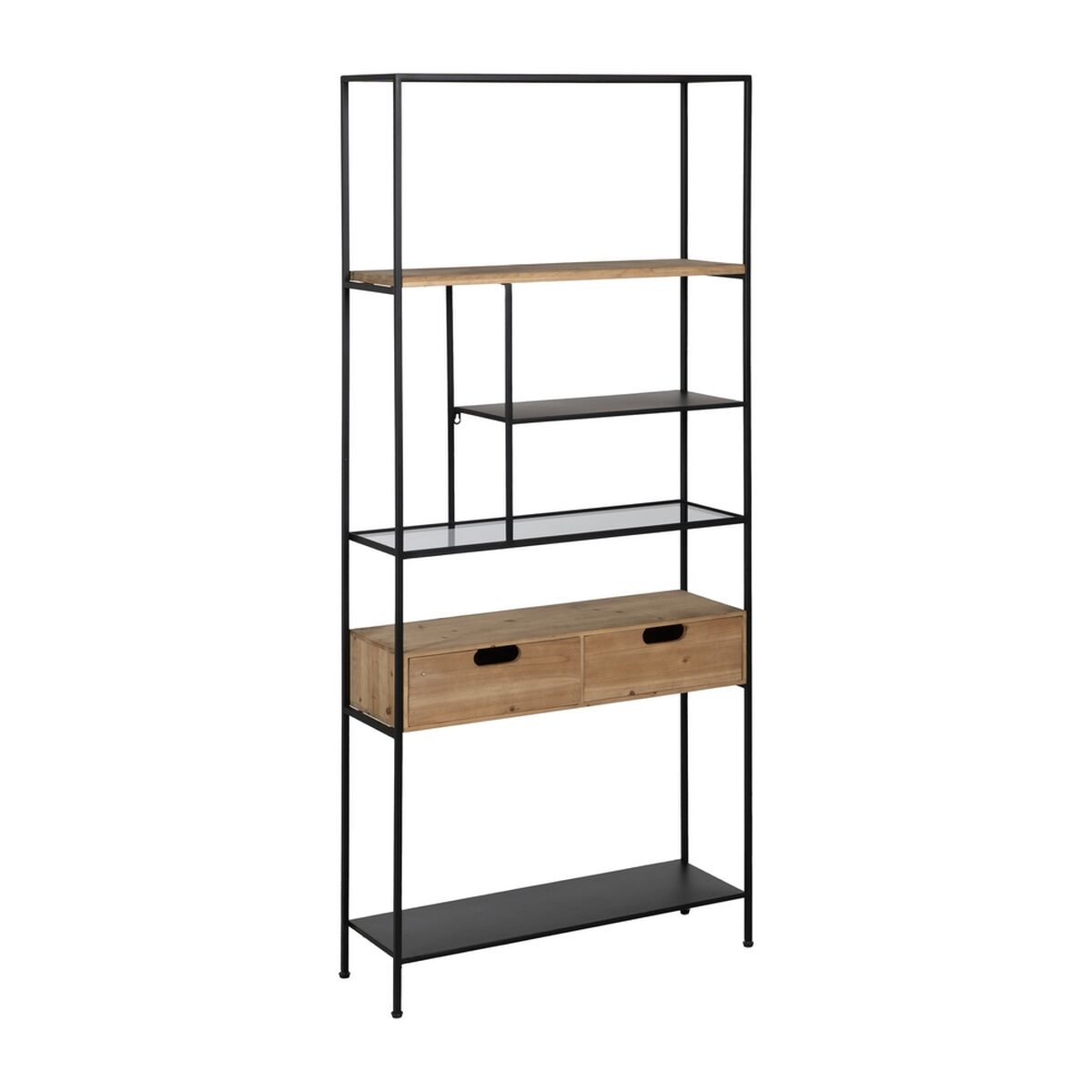 Estantes Preto Bege Madeira Cristal Ferro 80 x 26 x 180 cm