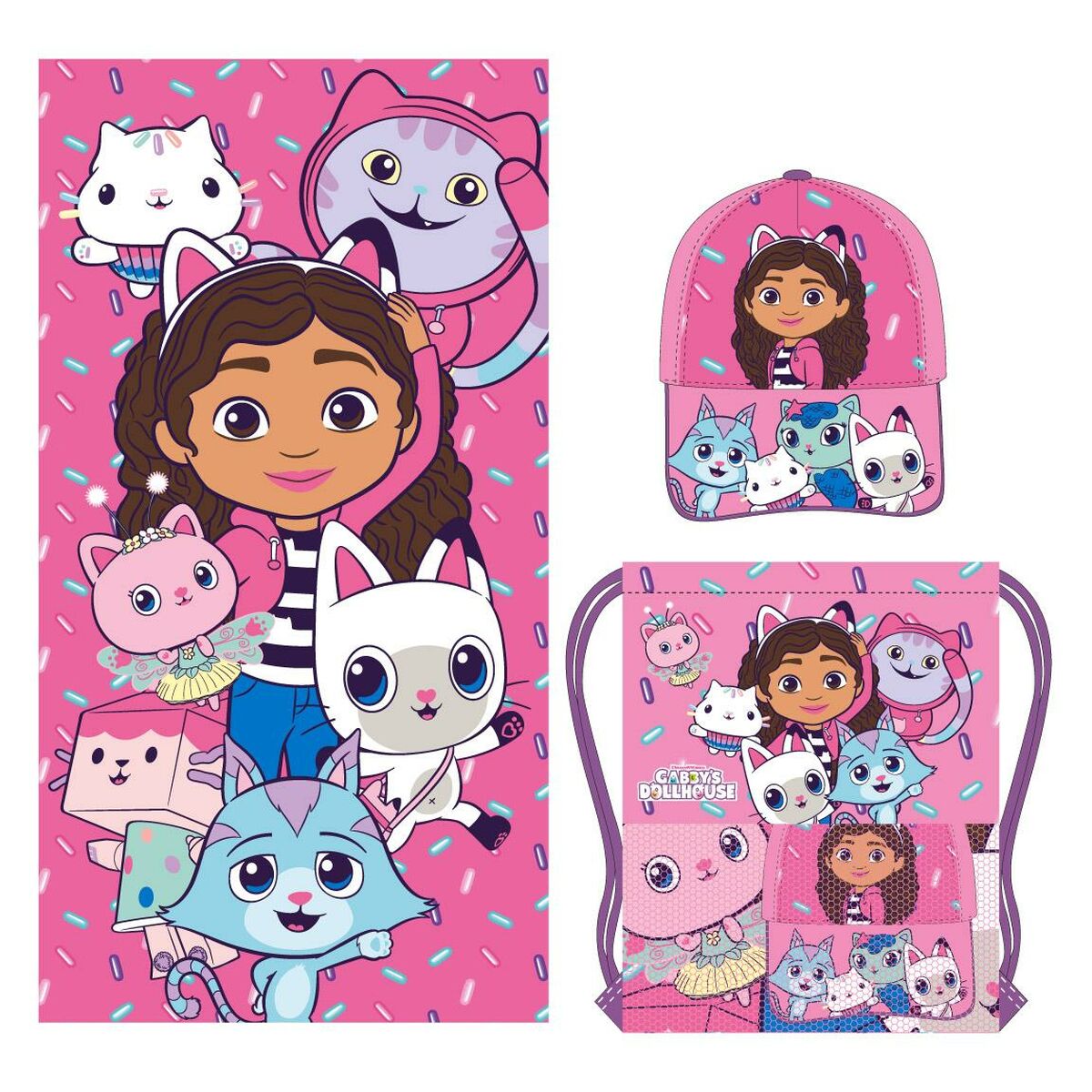 Toalha de banho Gabby's Dollhouse Cor de Rosa