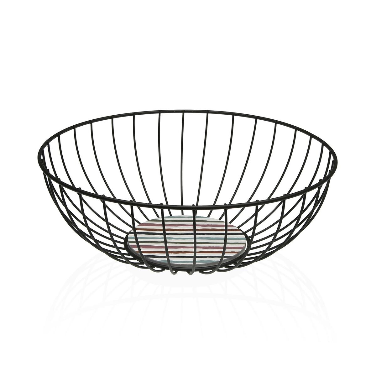 Cesta Multiusos Versa Preto Metal Aço Madeira MDF 28 x 11 x 28 cm