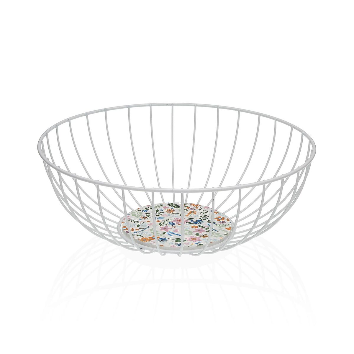 Cesta Multiusos Versa Branco Metal Aço Madeira MDF 28 x 11 x 28 cm
