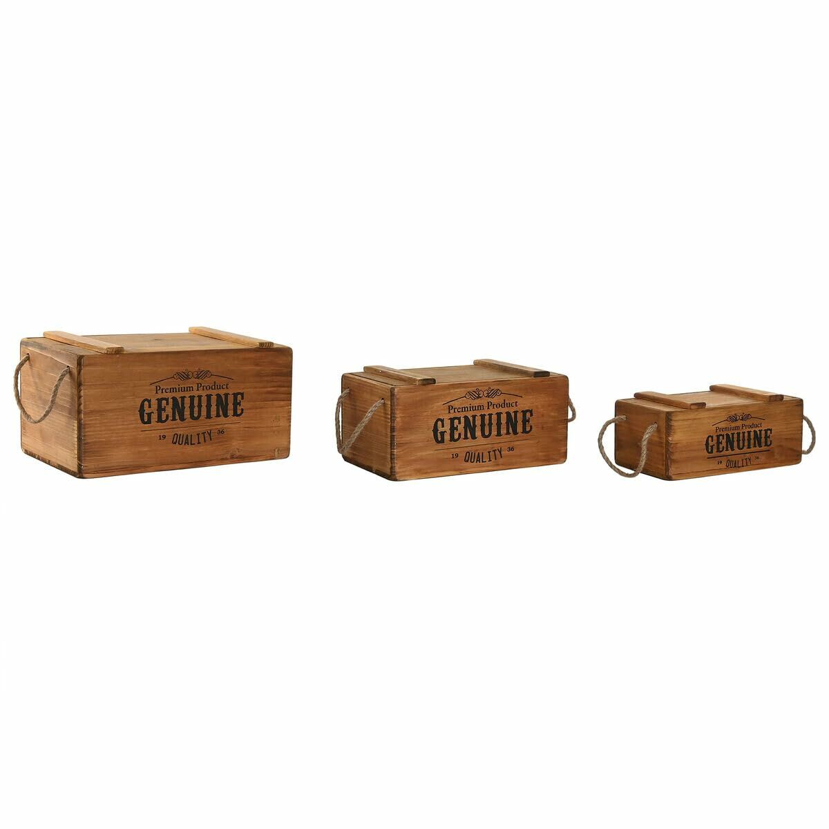 Caixas de arrumação Home ESPRIT Genuine Abeto 3 Peças