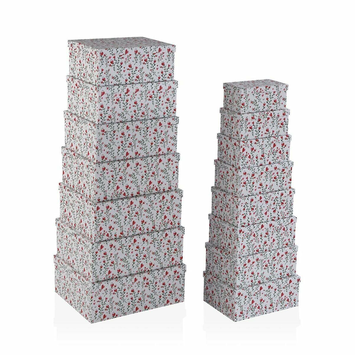 Conjunto de Caixas de Organização Empilháveis Versa Corações Multicolor Cartão 20 L 15 Peças
