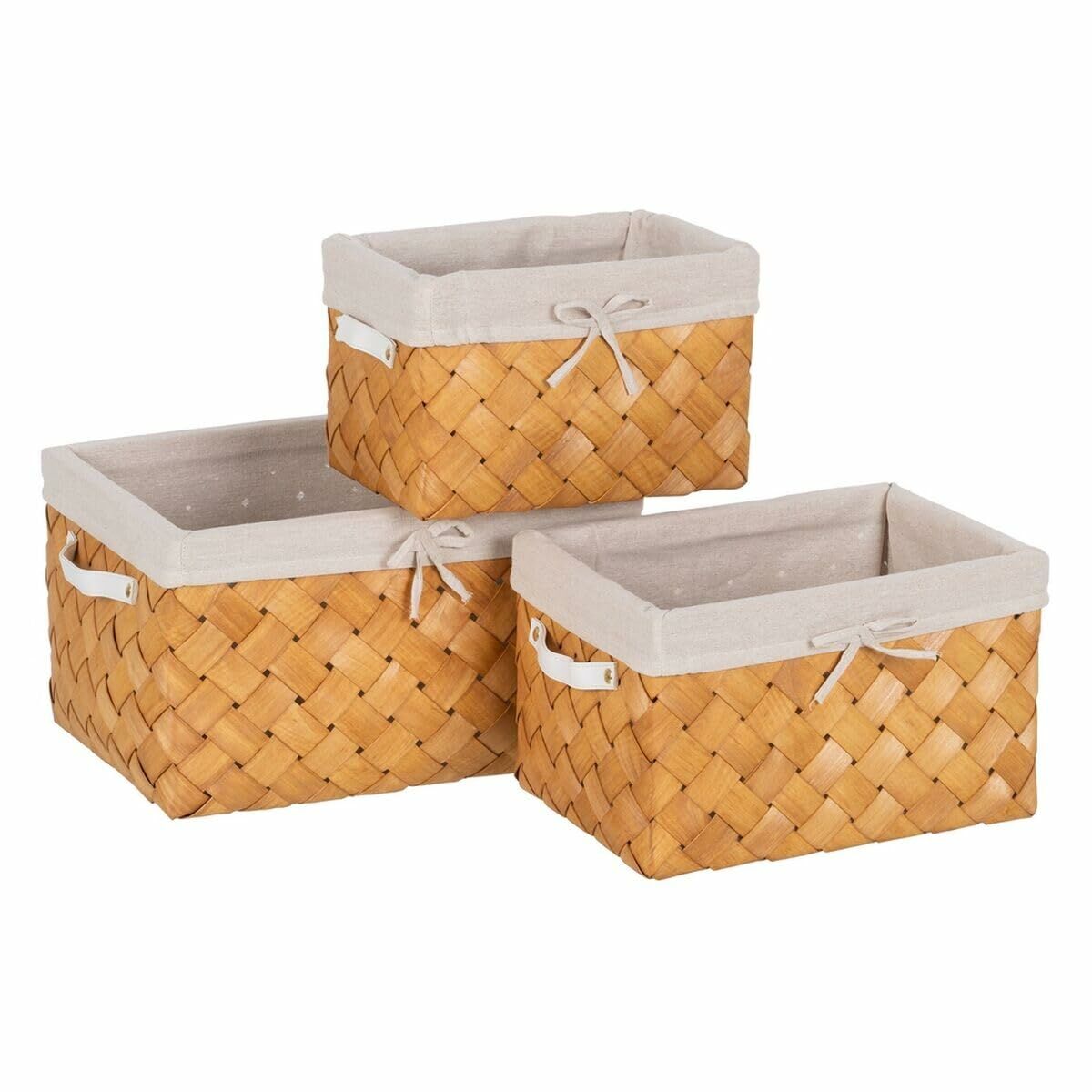 Conjunto de Cestas Multicolor Madeira Retangular 3 Unidades (3 Unidades) (3 Peças)
