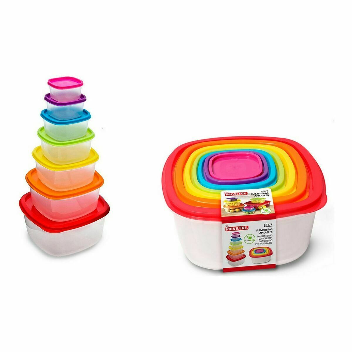 Conjunto de Lancheiras Privilege Multicolor 3 L 7 Peças 12 Unidades