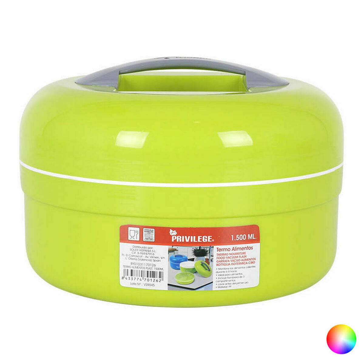 Recipiente Térmico para Alimentos Privilege 85285 Multicolor Plástico 15 L 8 Unidades