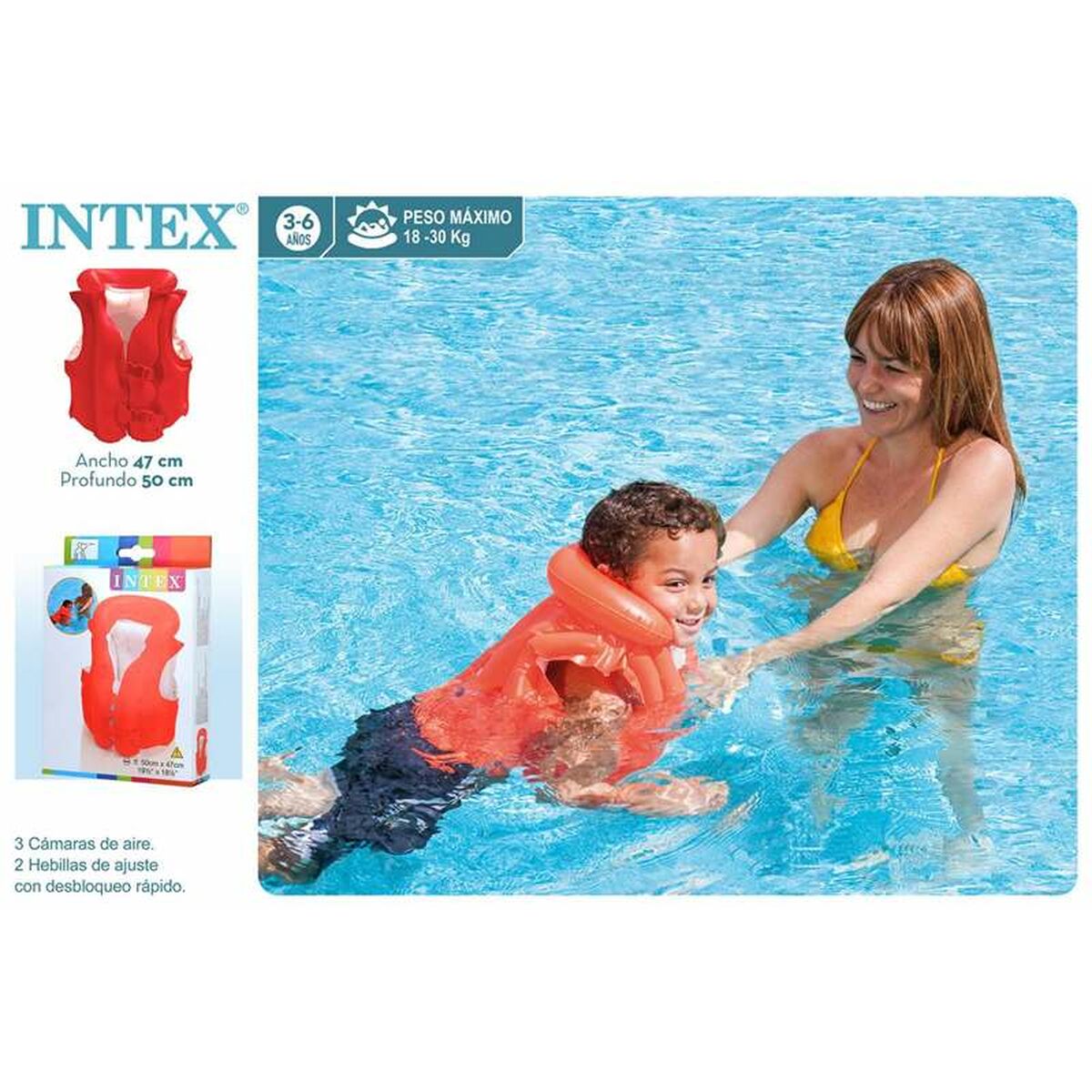 Colete Insuflável para Piscina Intex 50 x 47 cm