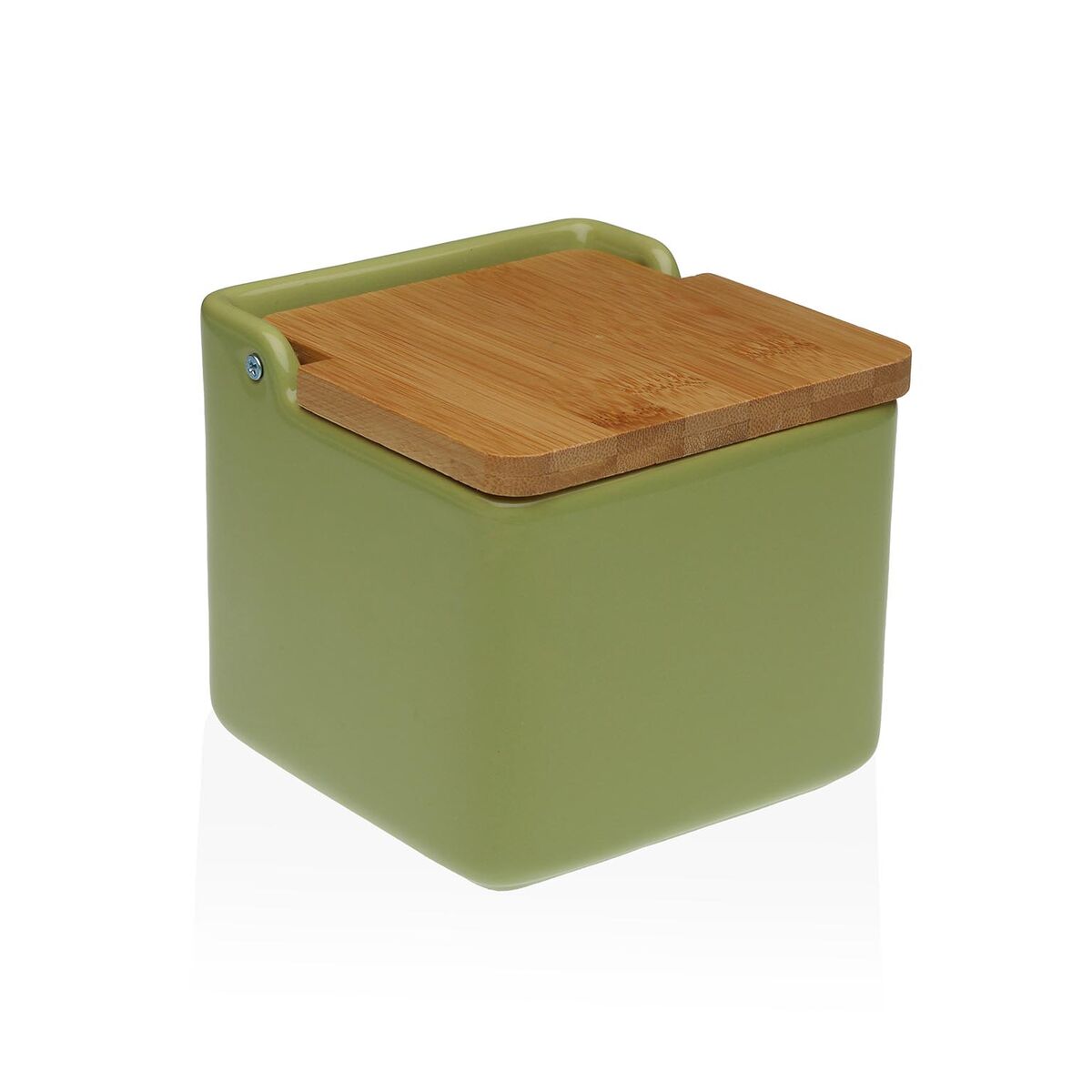 Saleiro com Tampa Versa Verde Cerâmica 12,2 x 11,5 x 12,2 cm