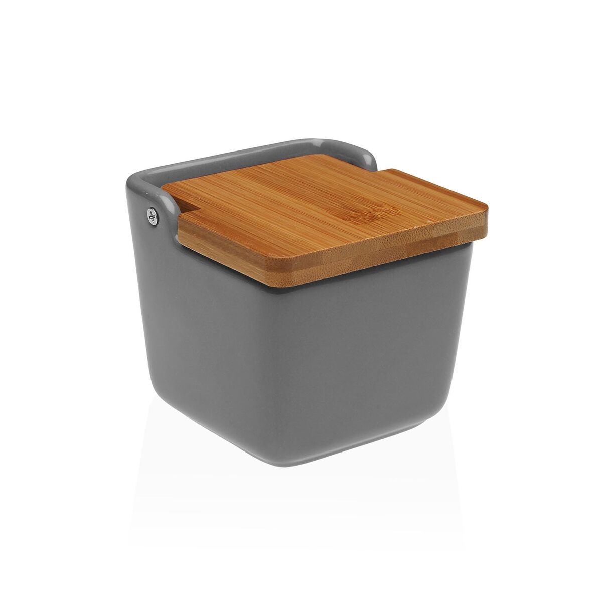 Saleiro com Tampa Versa Cinzento Cerâmica 8,8 x 8,5 x 8,8 cm