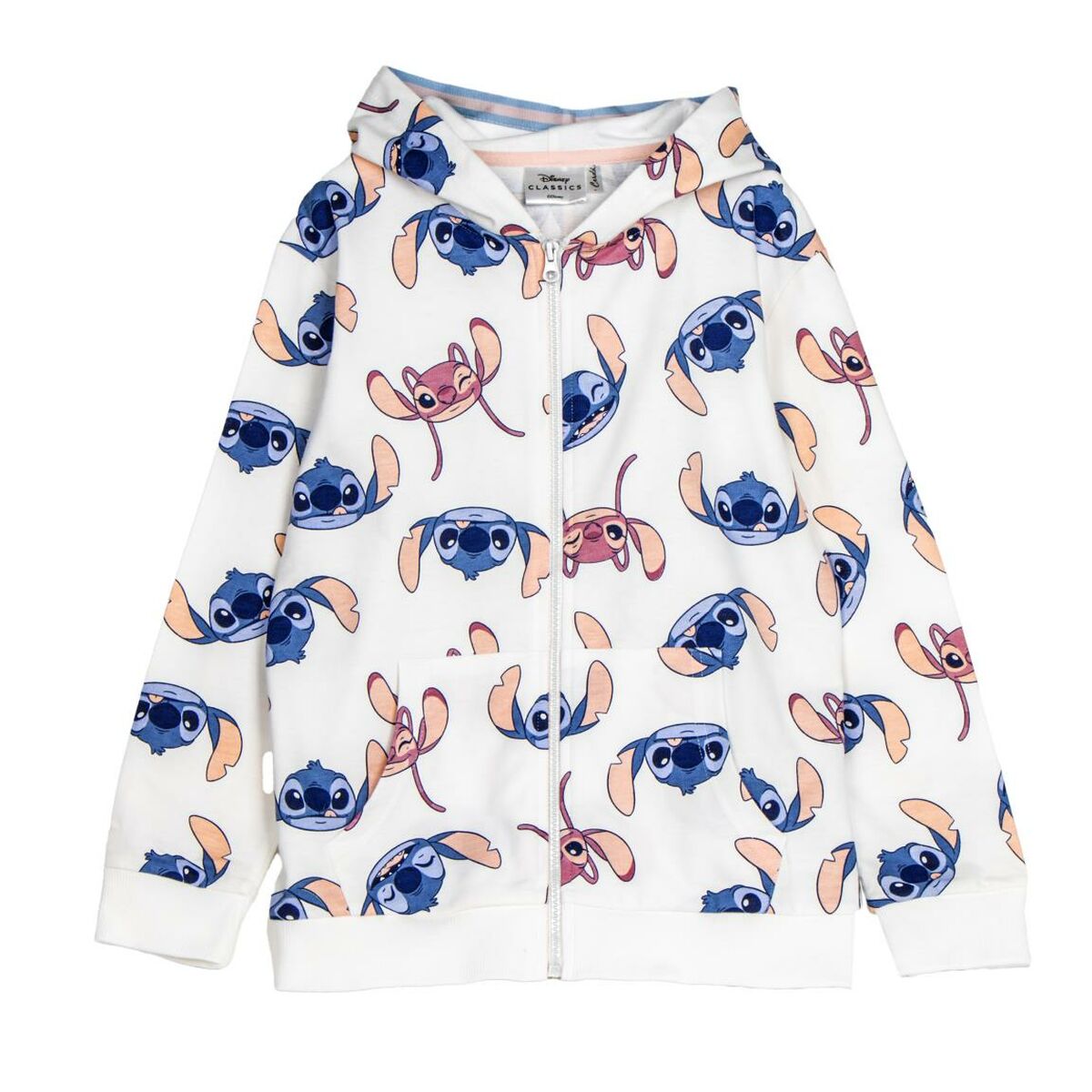 Camisola com Capuz Menina Stitch Bege