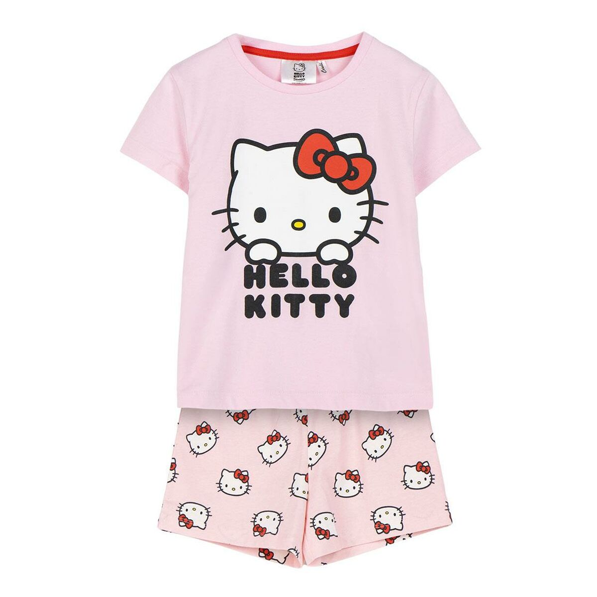 Pijama de Verão Hello Kitty Cor de Rosa