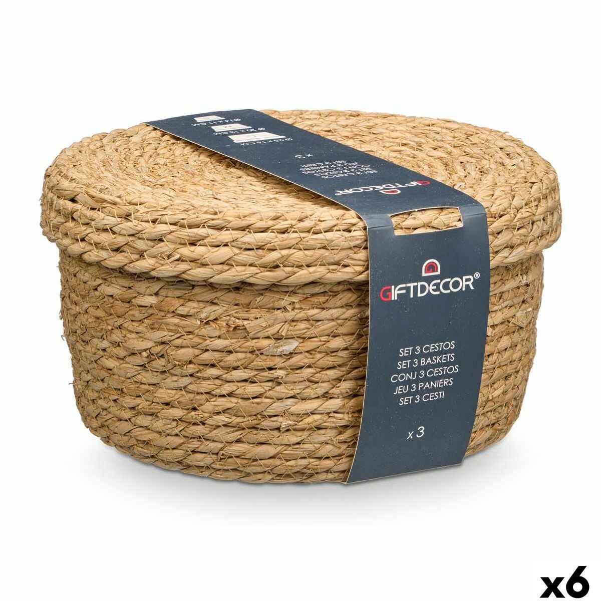 Conjunto de Cestos Gift Decor Natural Fibra natural (6 Unidades)