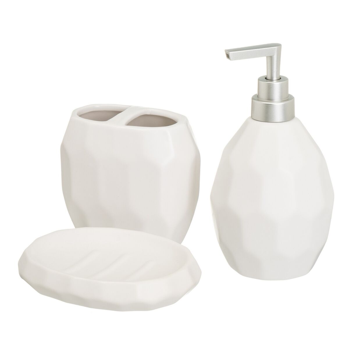 Conjunto de Banho Branco Cerâmica 14 x 12 x 20 cm