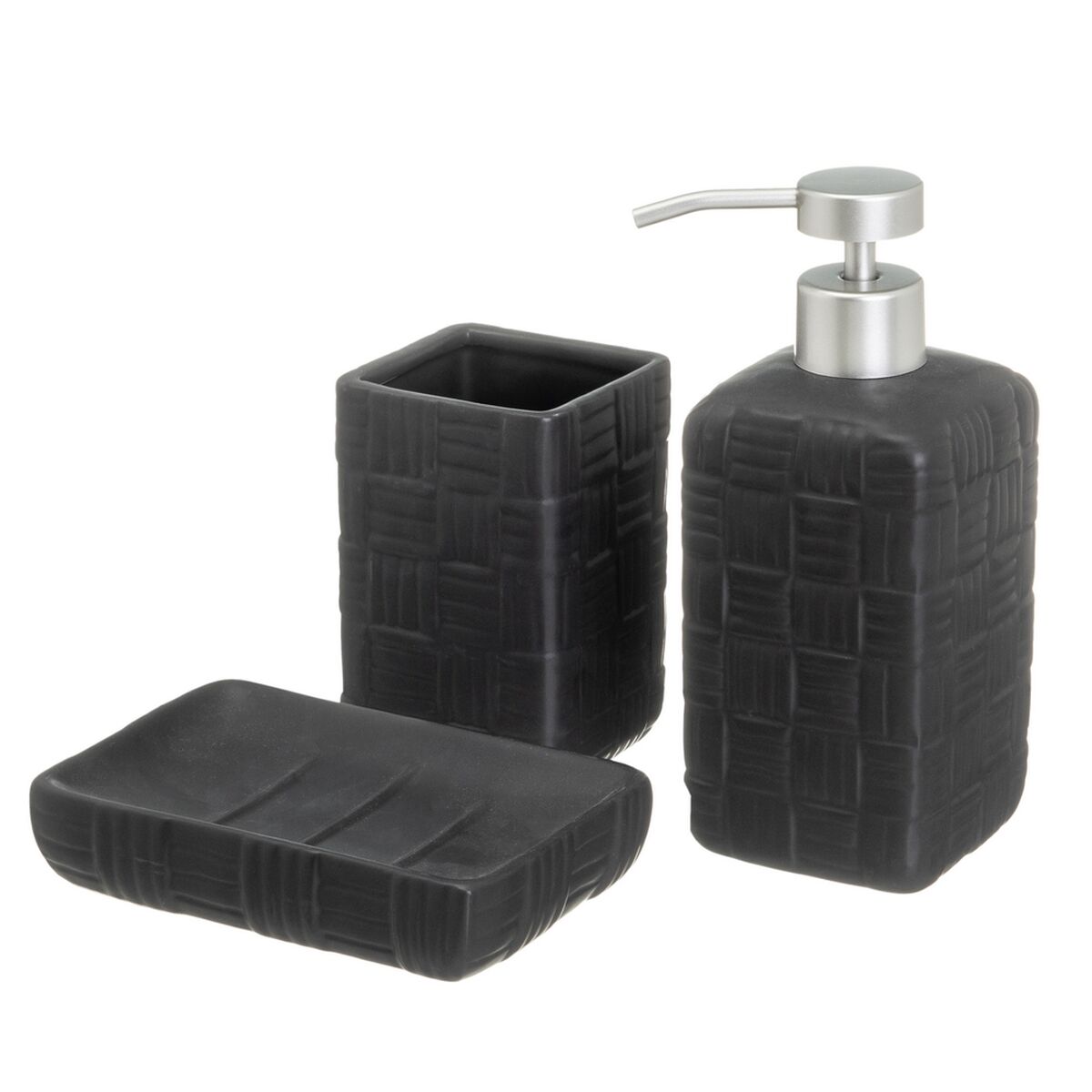 Conjunto de Banho Preto Cerâmica 14 x 10 x 20 cm
