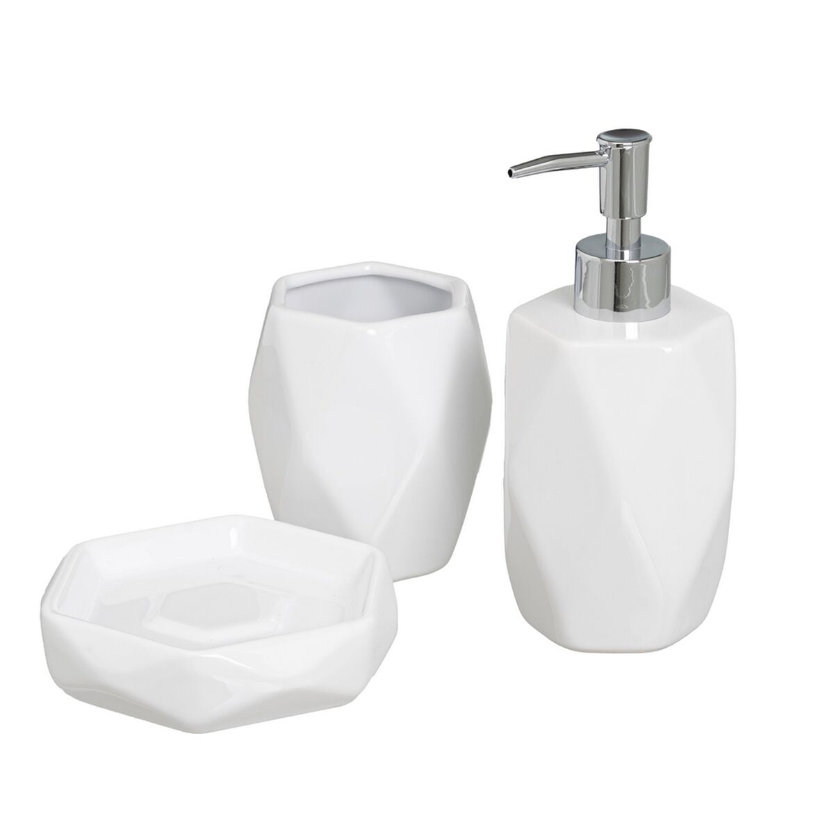 Conjunto de Banho Branco Cerâmica 23,5 x 8 x 23,5 cm