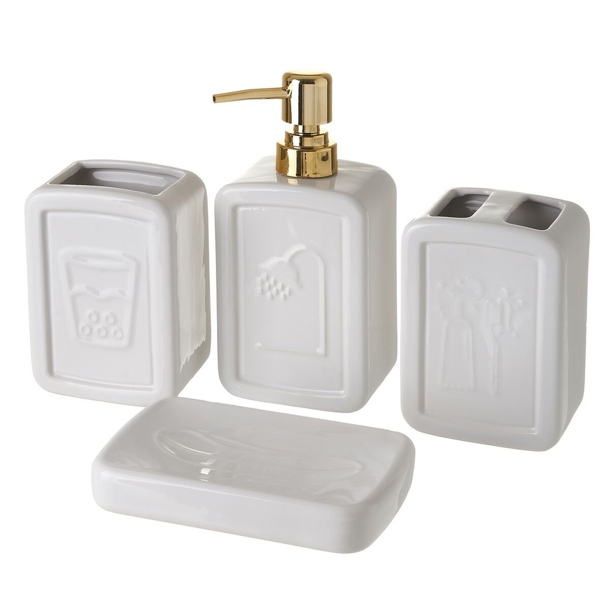 Conjunto de Banho Branco Cerâmica 27,5 x 7 x 24 cm