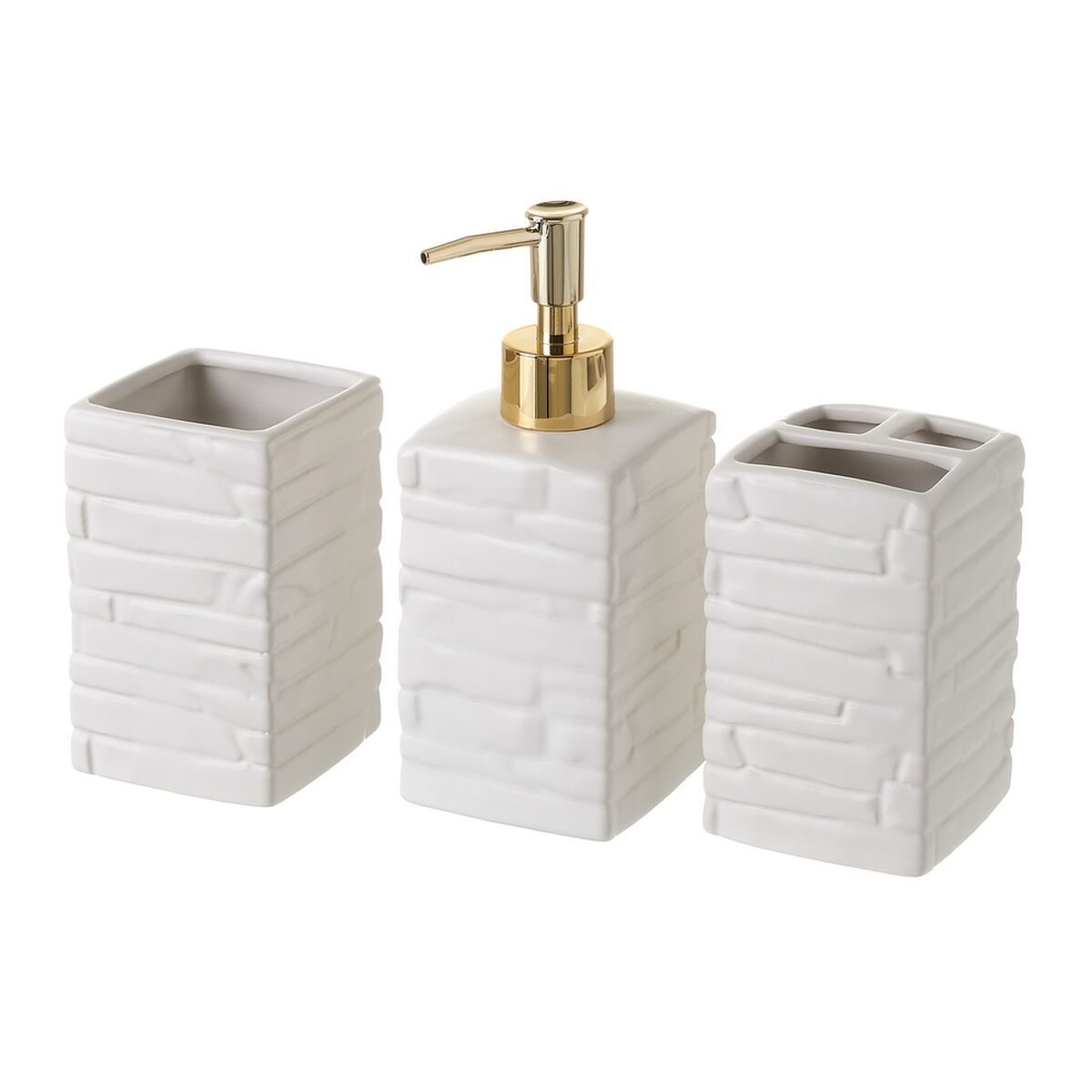Conjunto de Banho Branco Cerâmica 20,5 x 8 x 19,5 cm