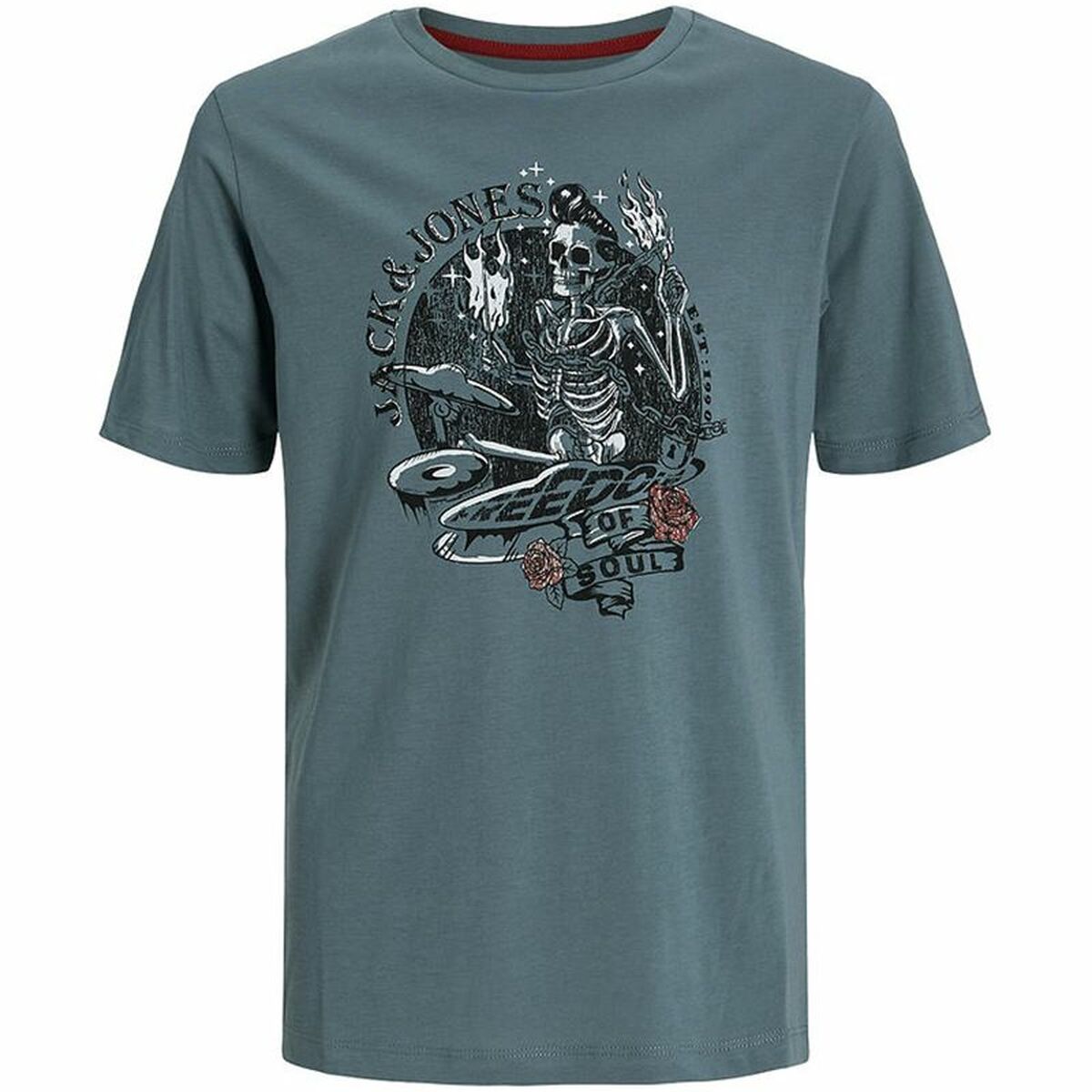 Camisola de Manga Curta Infantil Jack & Jones skull Rock Crew