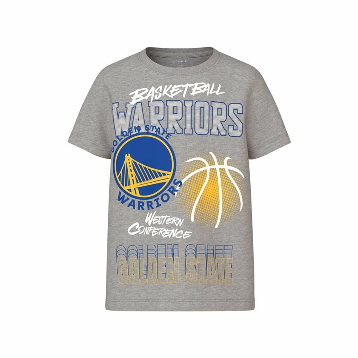 Camisola de Manga Curta Infantil Name It mjyg Nba Box Ous Cinzento claro