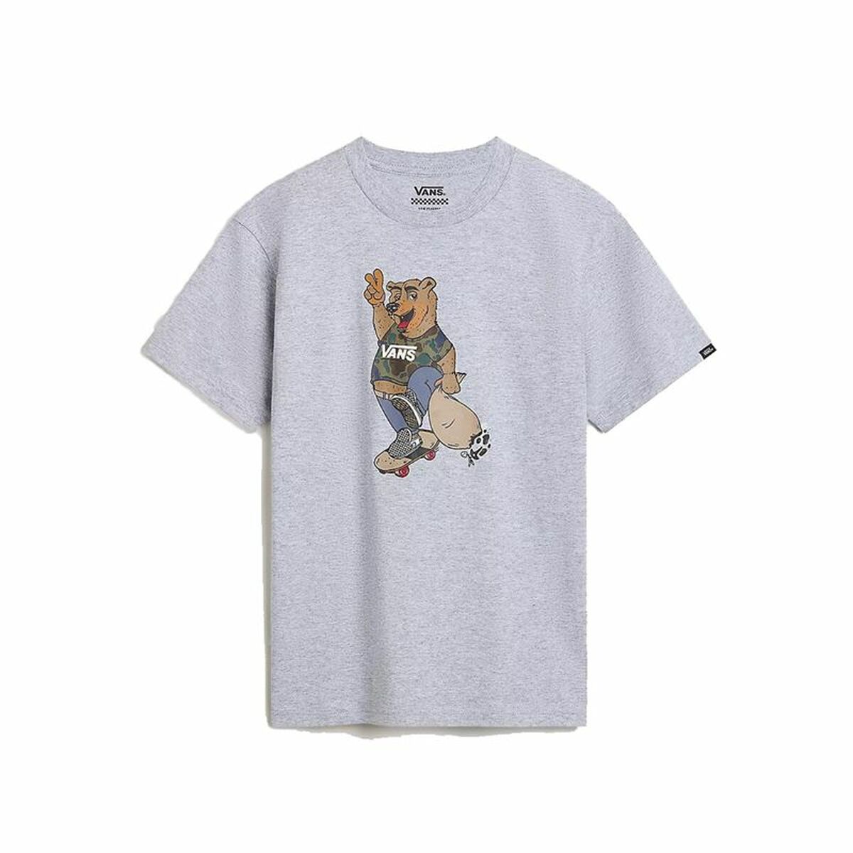 Camisola de Manga Curta Infantil Vans Peace Oso Crew Cinzento