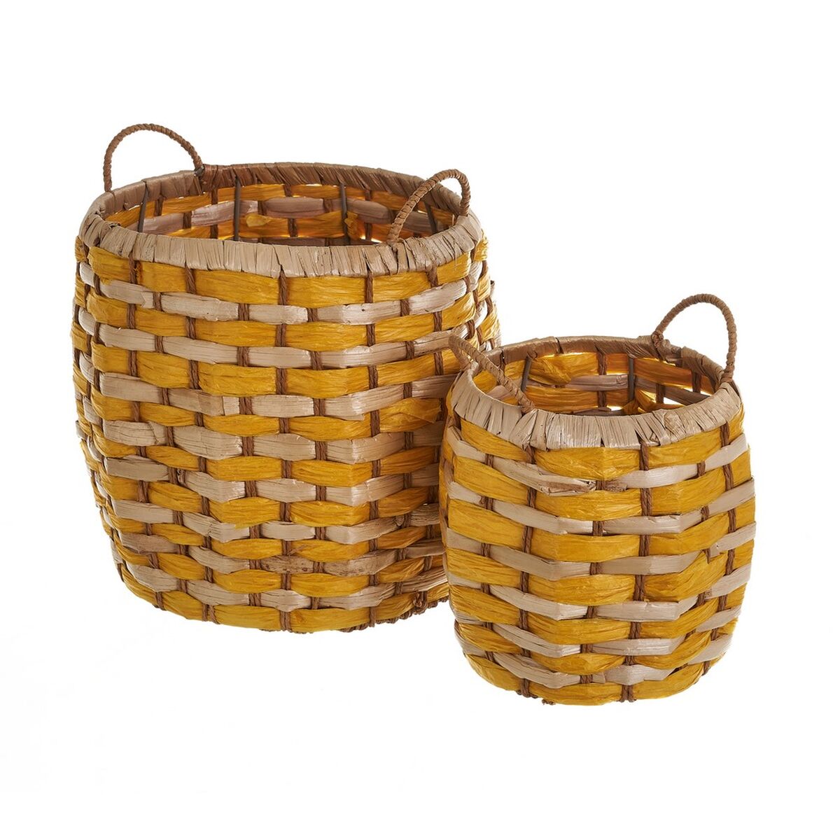 Conjunto de Cestos Laranja Natural Papel Fibra (2 Unidades)