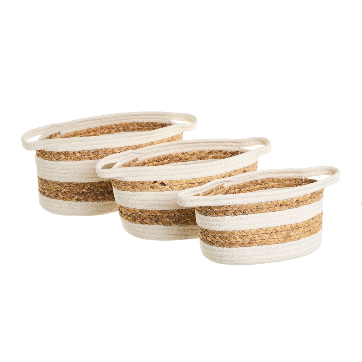 Conjunto de Cestos Branco Natural Algodão Jacinto-de-água (3 Unidades)