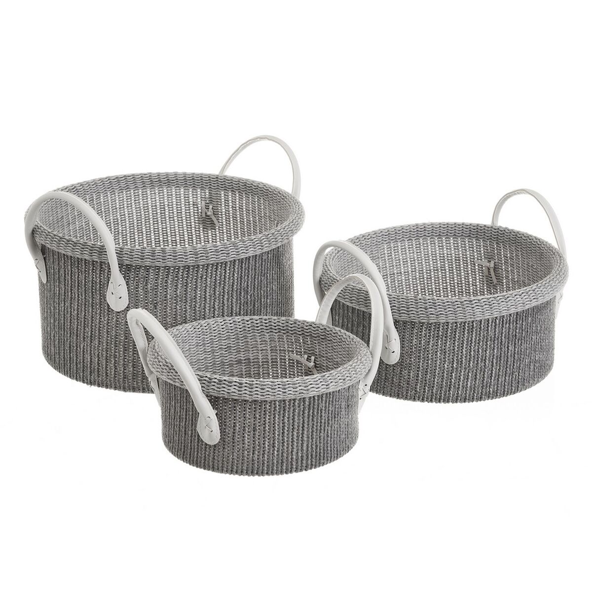 Cesta Multiusos Branco Cinzento Poliéster (3 Unidades)
