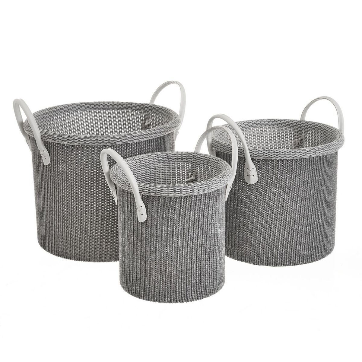 Cesta Multiusos Branco Cinzento Poliéster (3 Unidades)