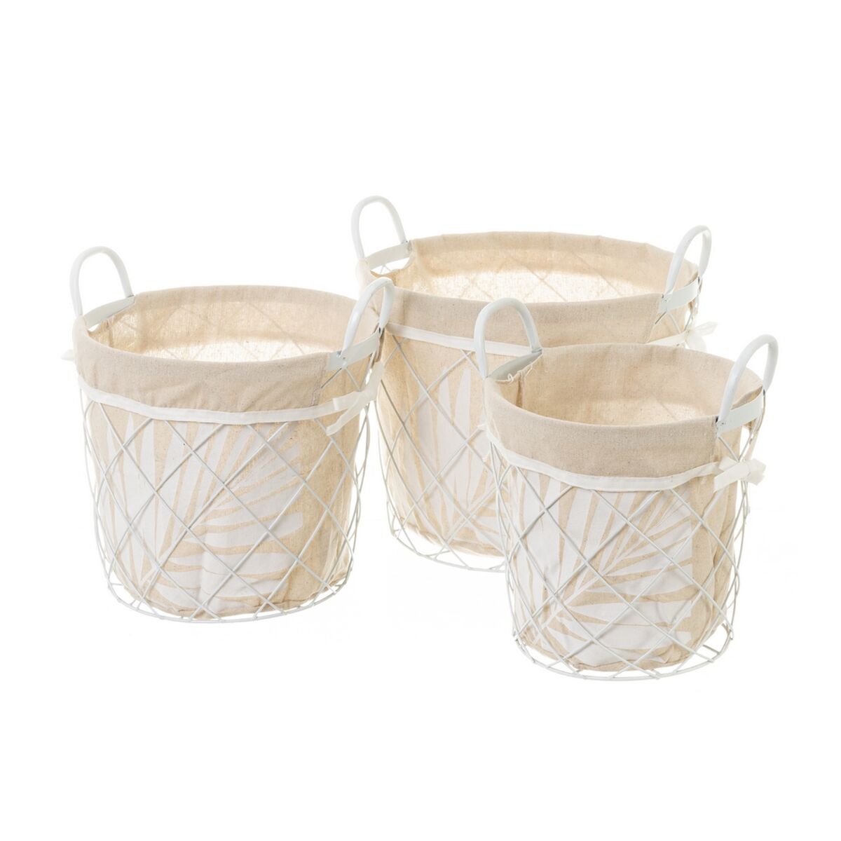 Conjunto de Cestos NATURLIFE Branco Areia Ferro (3 Unidades)